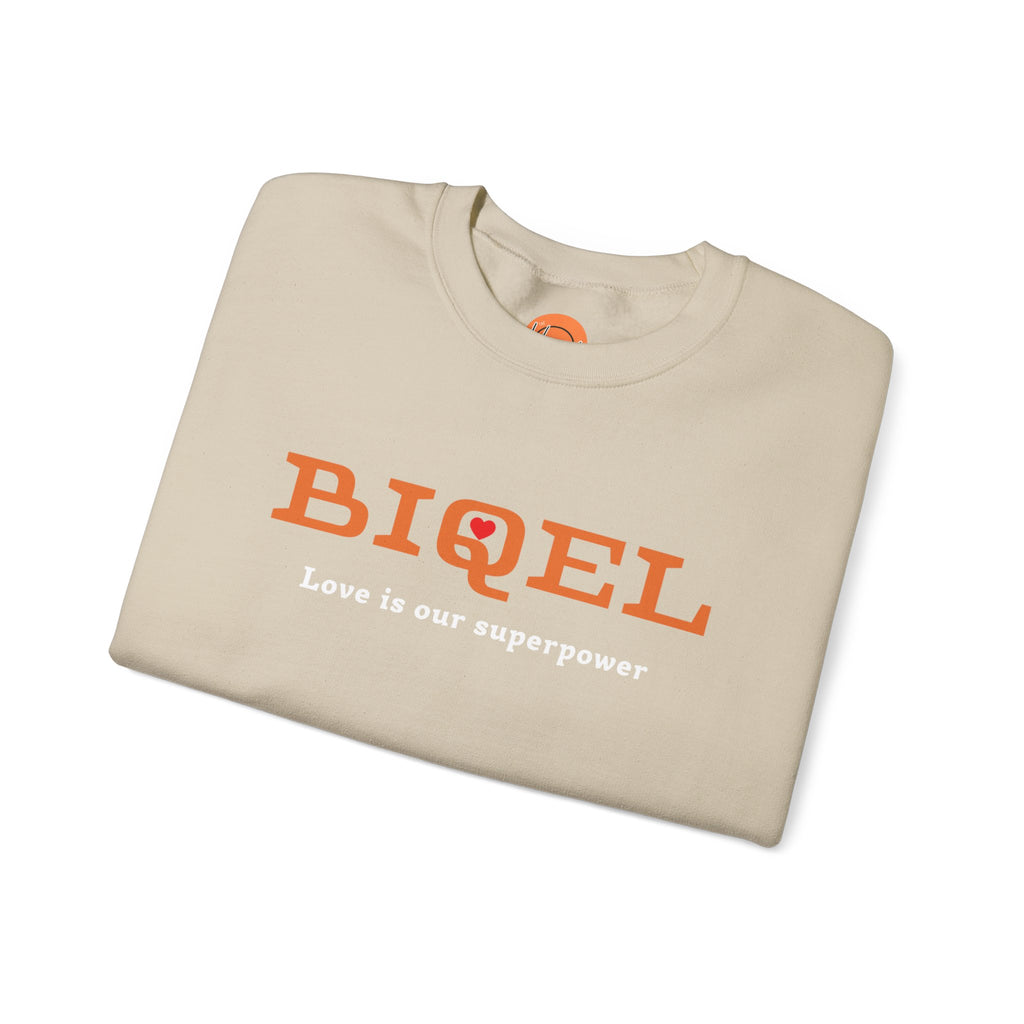 Crewneck Sweatshirt — BIQEL "Love is our superpower" Graphic