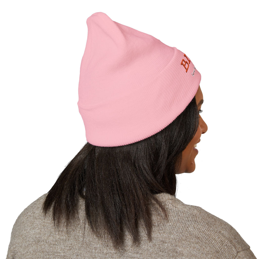 Embroidered 'BIQEL' Love is our superpower Classic Cuffed Beanie – Yellow Cozy Knit Hat