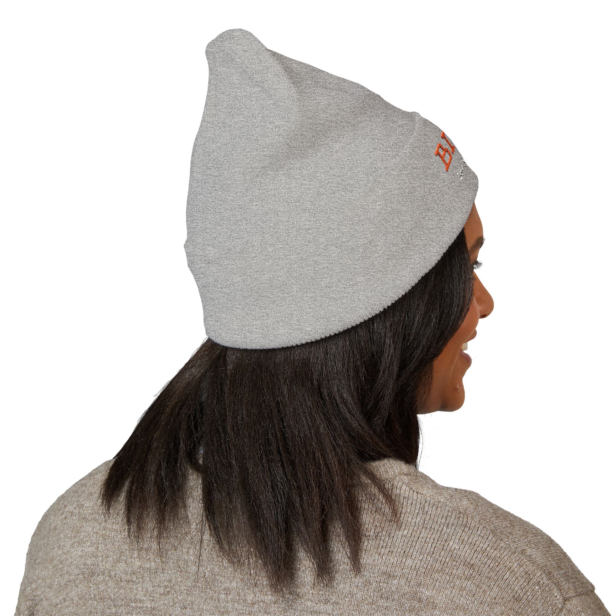 Embroidered "BIQEL" Cuffed Beanie – "Love Is Our Superpower" Winter Knit Hat