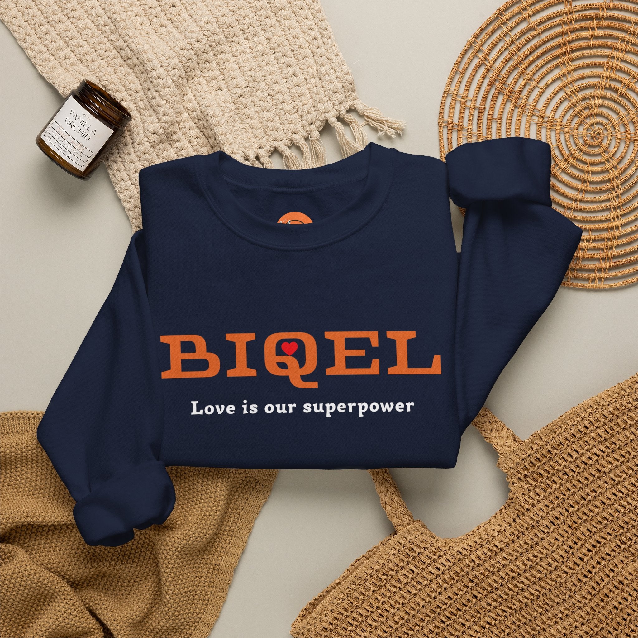 Crewneck Sweatshirt — BIQEL "Love is our superpower" Graphic
