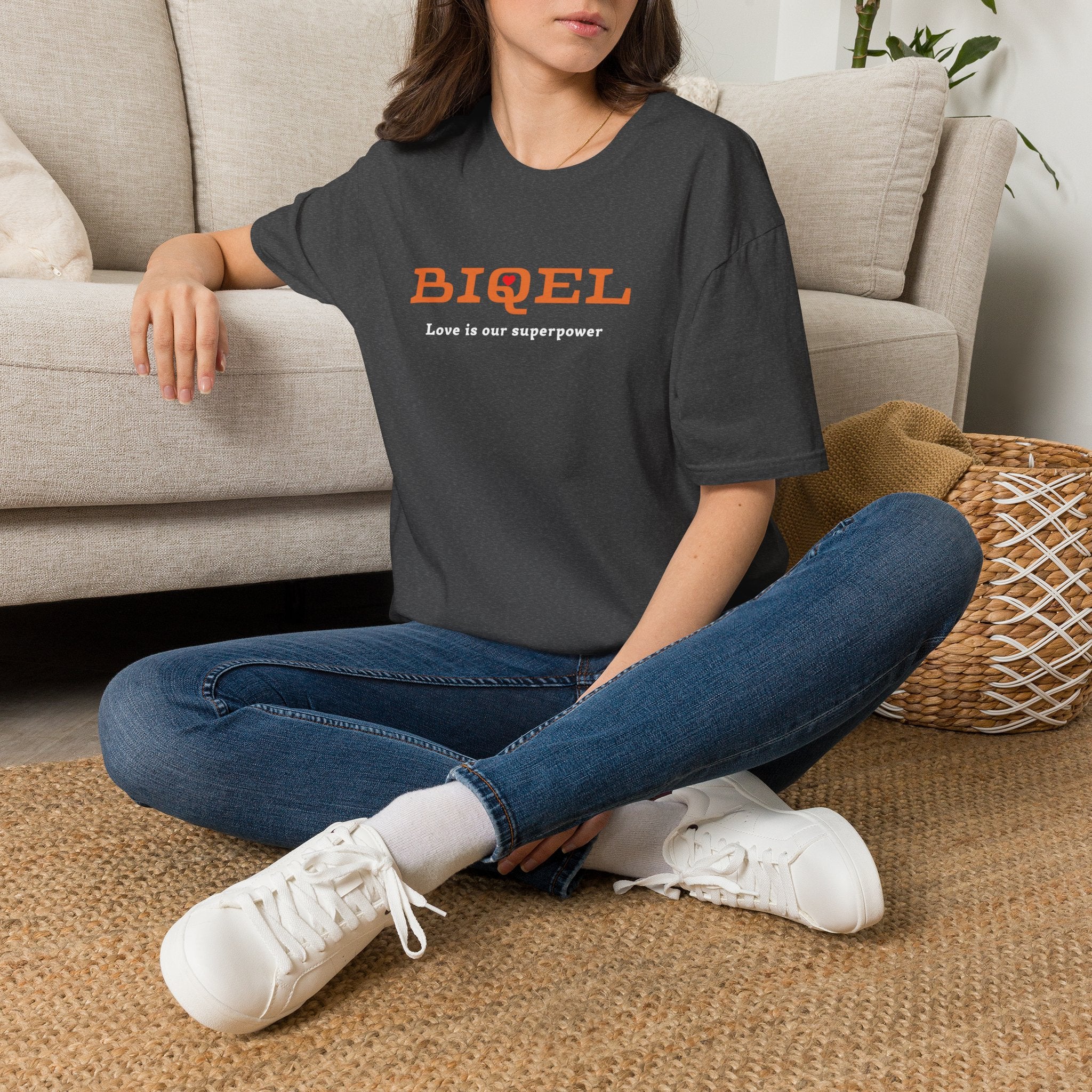BIQEL LOve is our superpower T-Shirt — Minimal Retro Graphic Tee