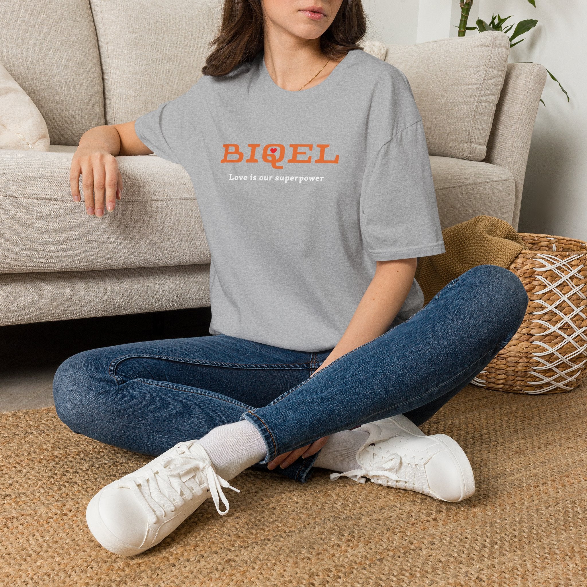 BIQEL LOve is our superpower T-Shirt — Minimal Retro Graphic Tee