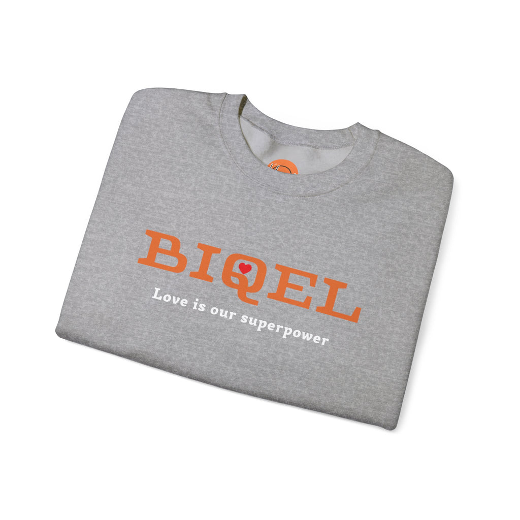 Crewneck Sweatshirt — BIQEL "Love is our superpower" Graphic