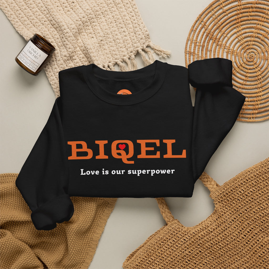 Crewneck Sweatshirt — BIQEL "Love is our superpower" Graphic