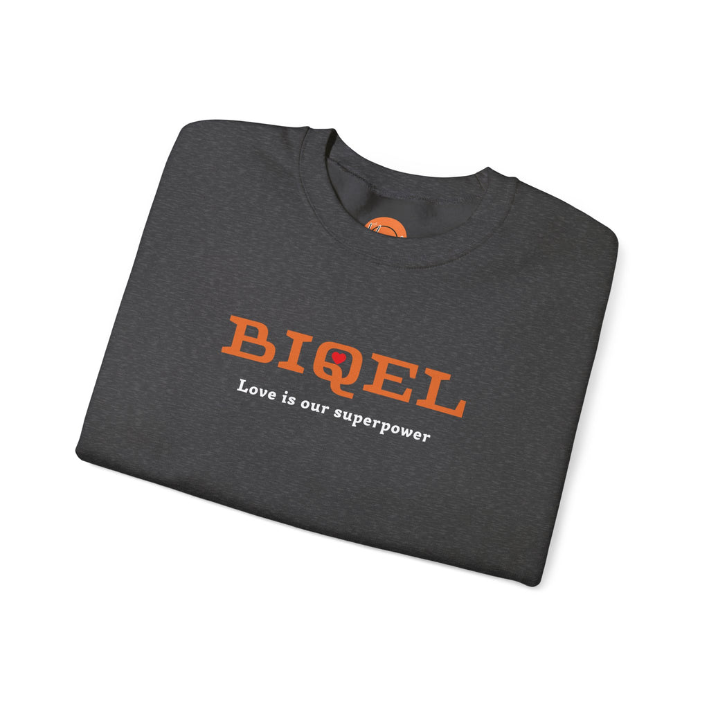 Crewneck Sweatshirt — BIQEL "Love is our superpower" Graphic