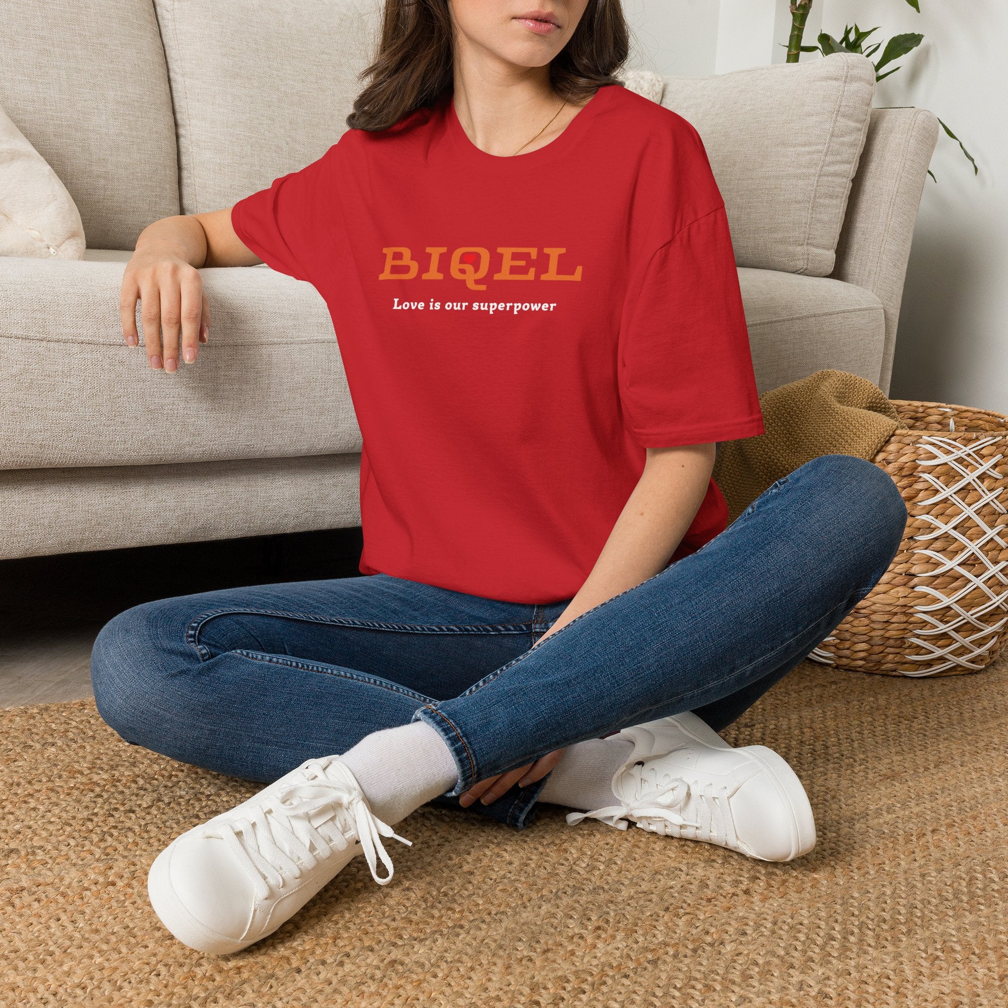 BIQEL LOve is our superpower T-Shirt — Minimal Retro Graphic Tee