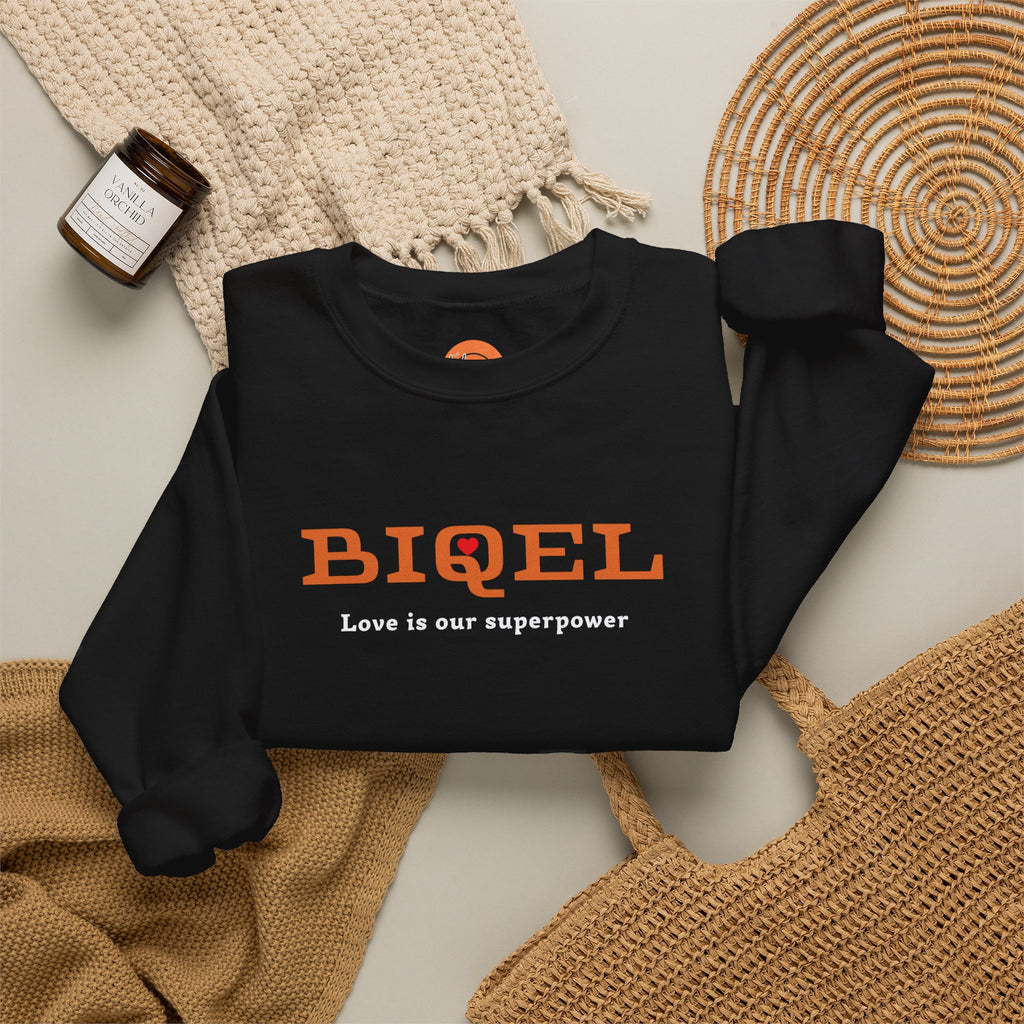 Crewneck Sweatshirt — BIQEL "Love is our superpower" Graphic