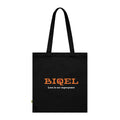 BIQEL Organic Cotton Tote Bag — "Love is Our Superpower" Navy Reusable Market Bag
