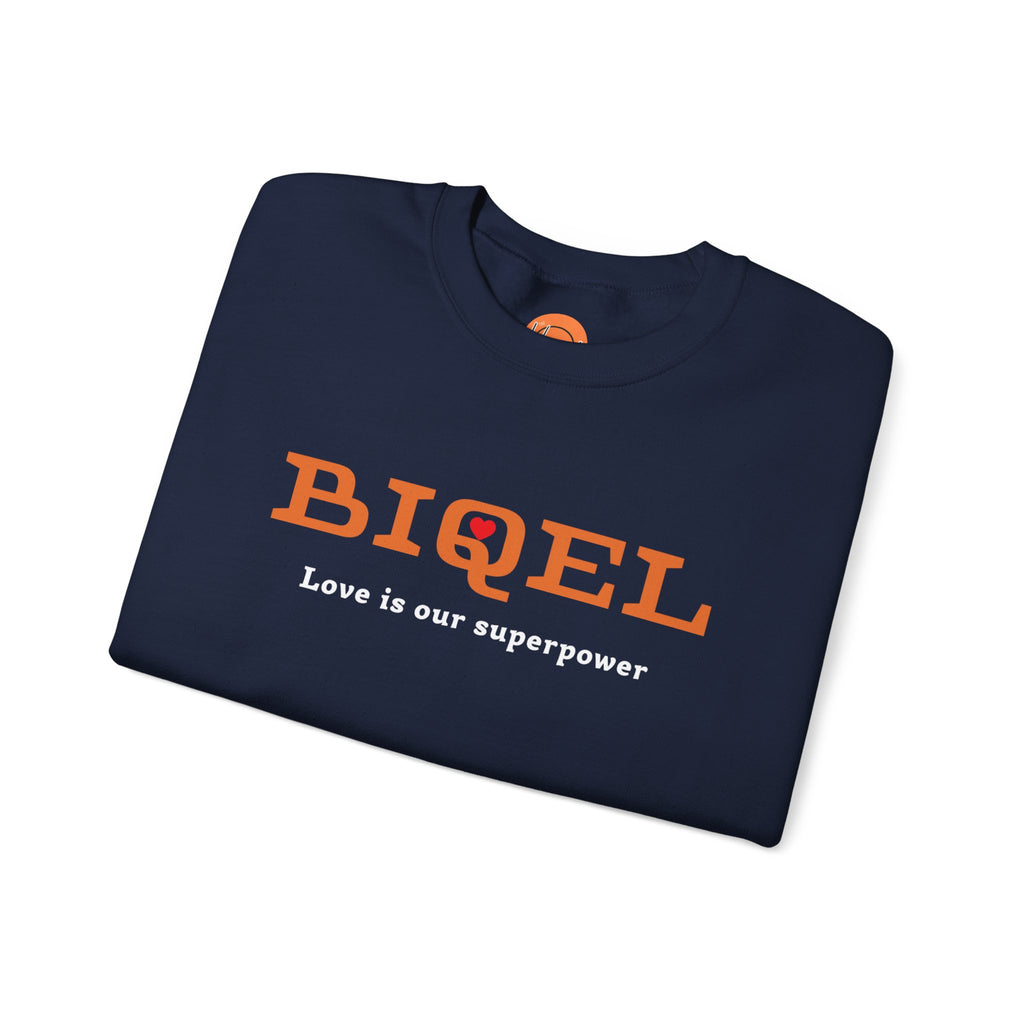 Crewneck Sweatshirt — BIQEL "Love is our superpower" Graphic