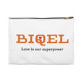 'BIQEL: Love Is Our Superpower' Accessory Pouch  - Small Zipper Cosmetic Bag for Pride & Everyday Essentials