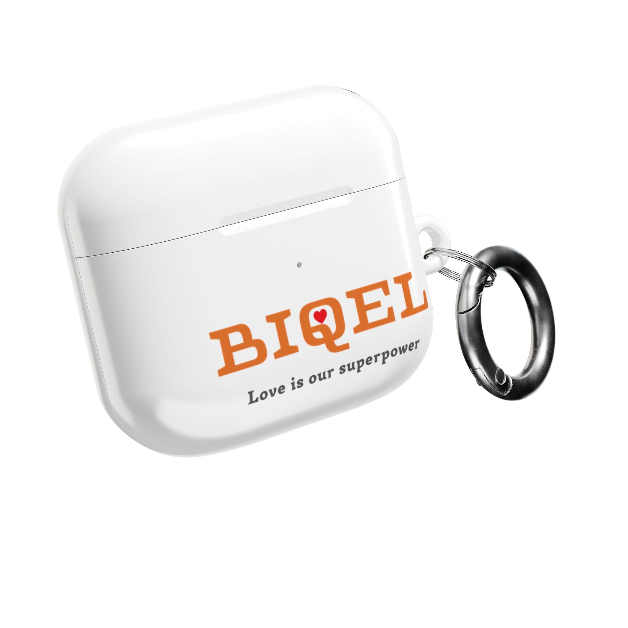 AirPod Case — Biquel Logo "Love is our superpower" — Cute Protective Wireless Earbud Cover