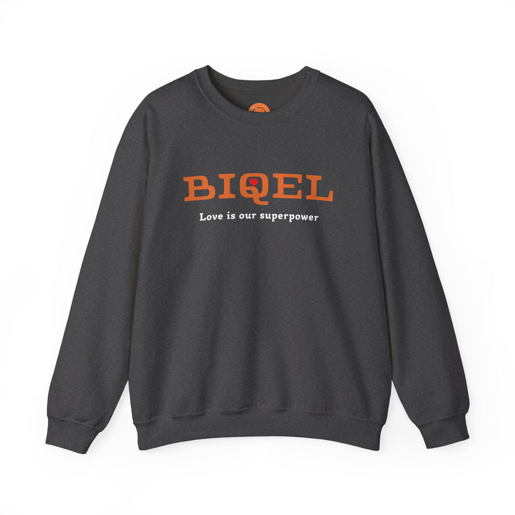 Crewneck Sweatshirt — BIQEL "Love is our superpower" Graphic