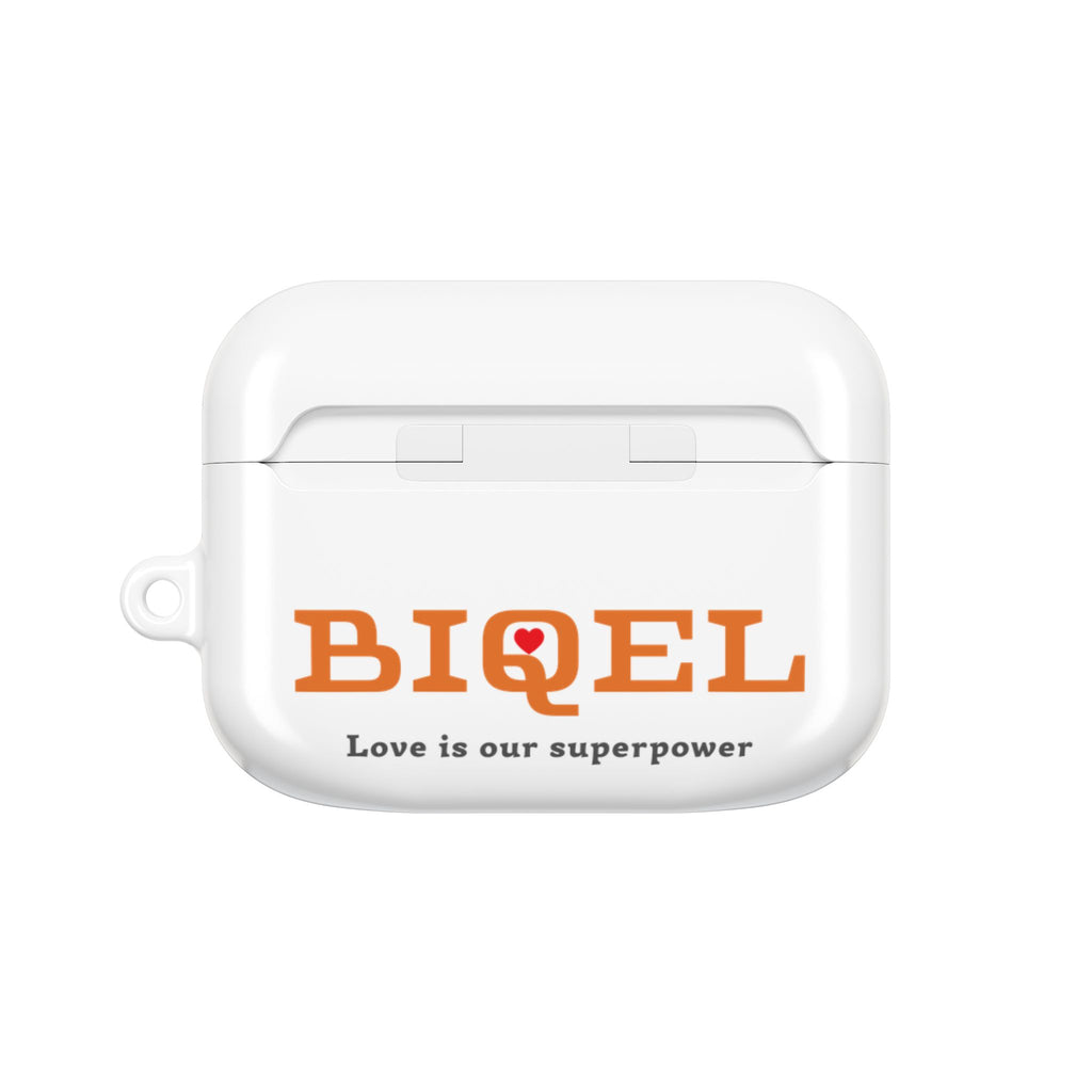 AirPod Case — Biquel Logo "Love is our superpower" — Cute Protective Wireless Earbud Cover