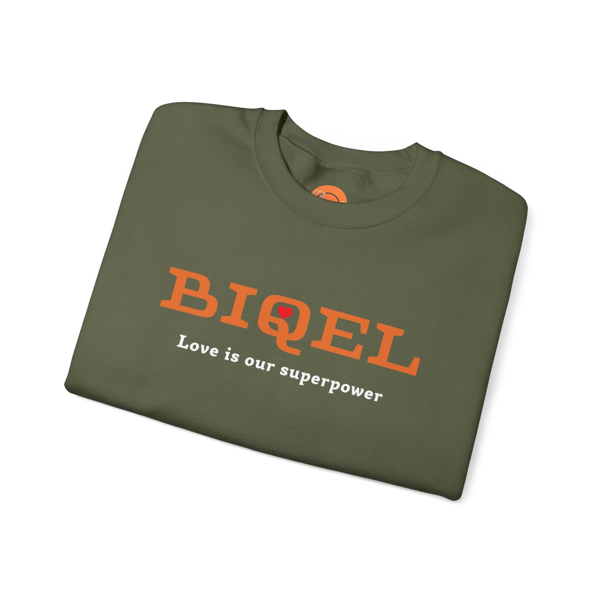 Crewneck Sweatshirt — BIQEL "Love is our superpower" Graphic