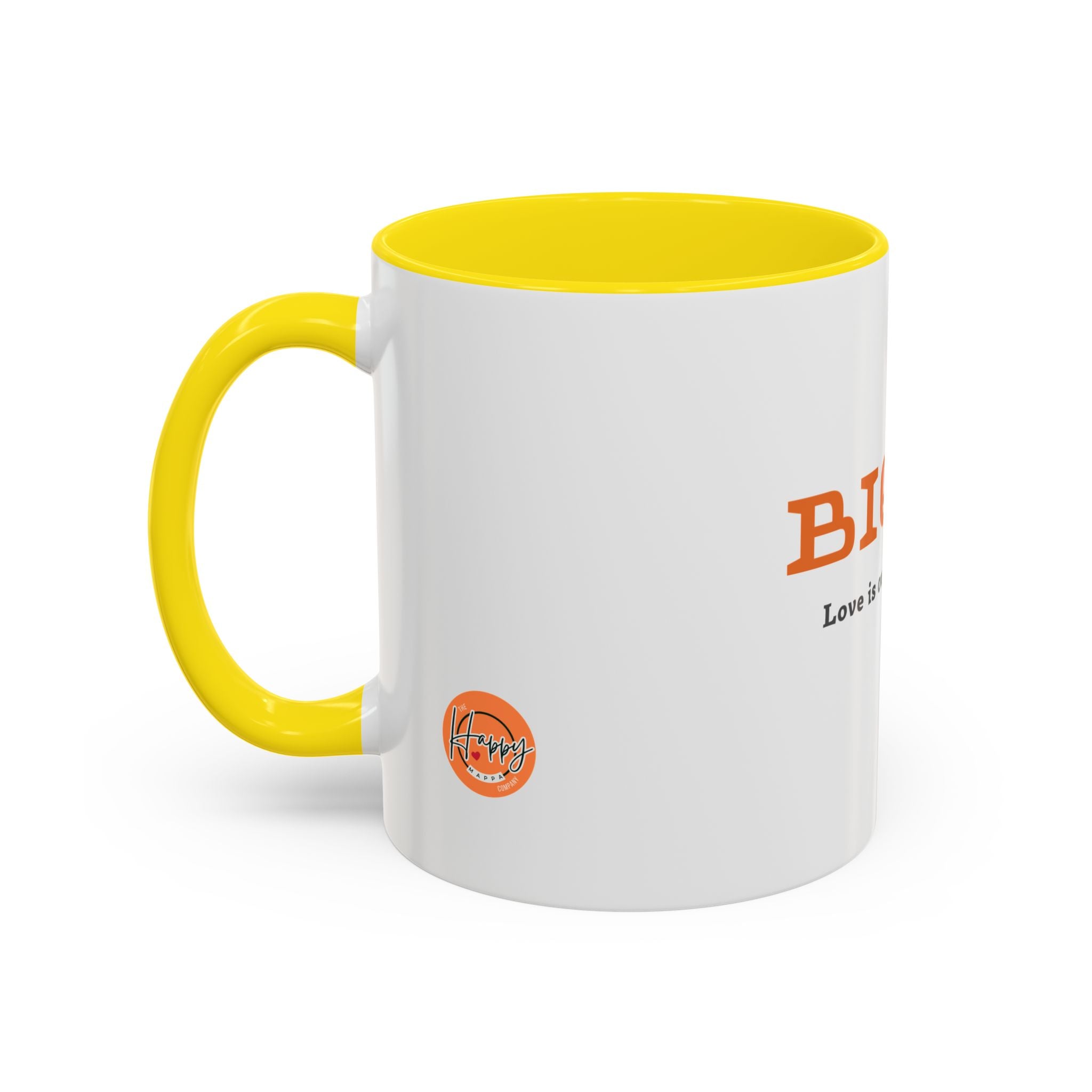 BIQEL Accent Coffee Mug – "Love is our superpower" Inspirational Coffee Cup