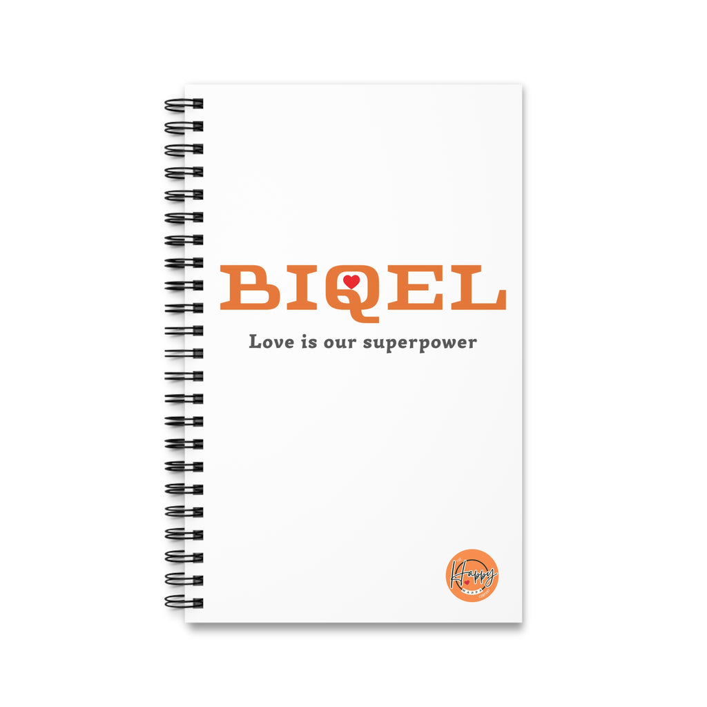 BIQEL Spiral Journal — "Love is Our Superpower" Notebook, Inspirational Pocket Journal