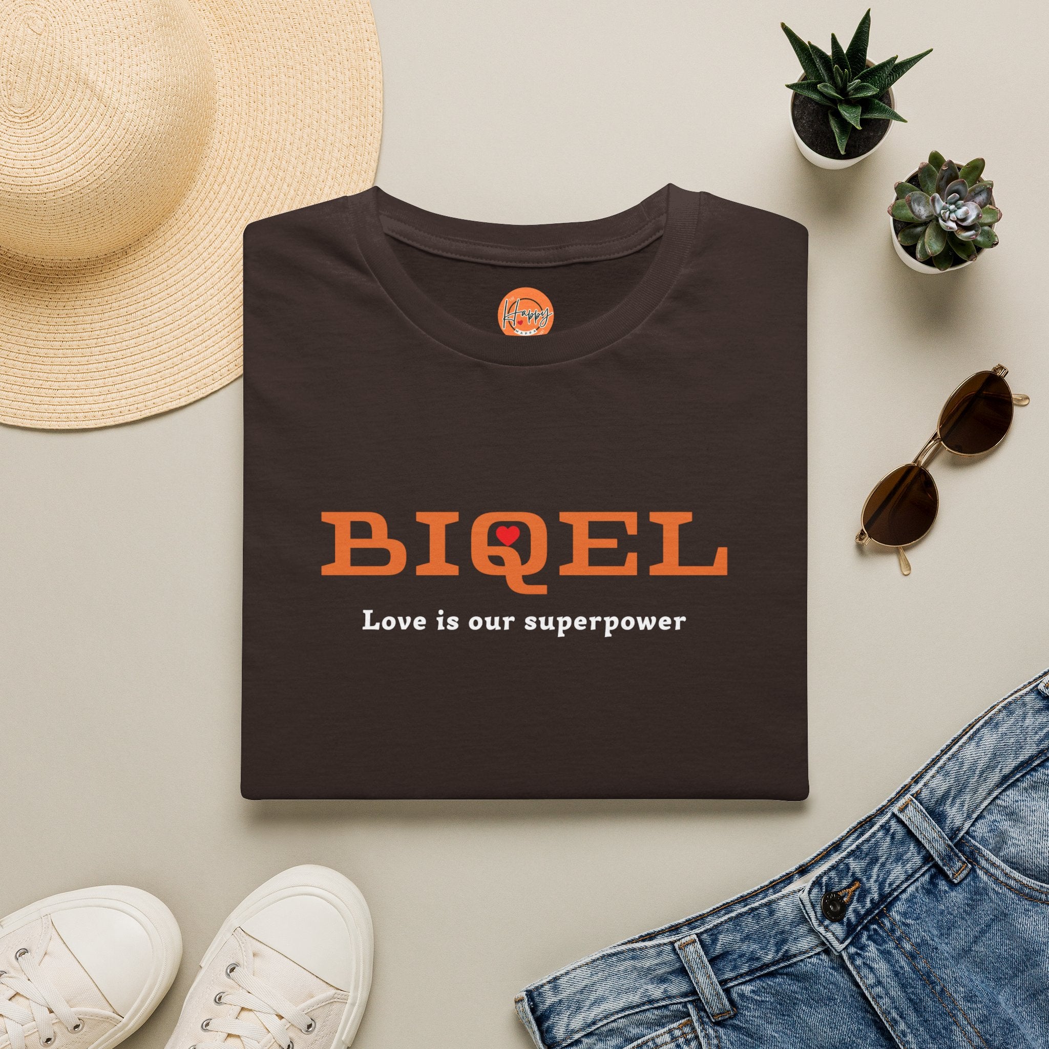 BIQEL LOve is our superpower T-Shirt — Minimal Retro Graphic Tee