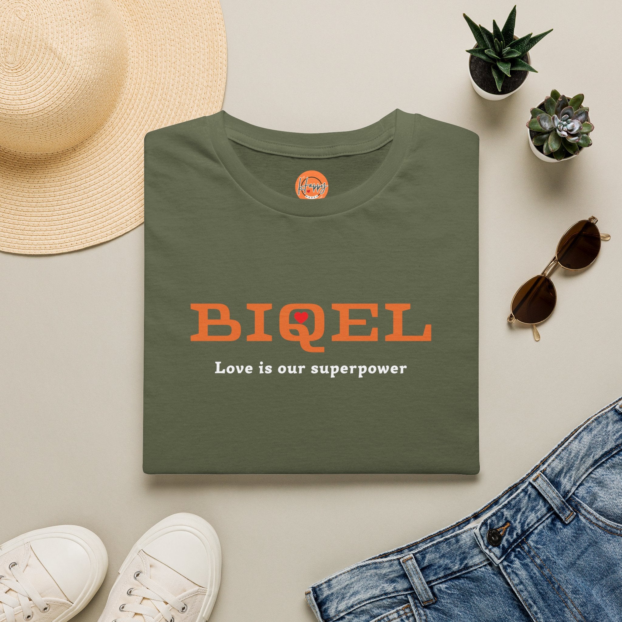 BIQEL LOve is our superpower T-Shirt — Minimal Retro Graphic Tee
