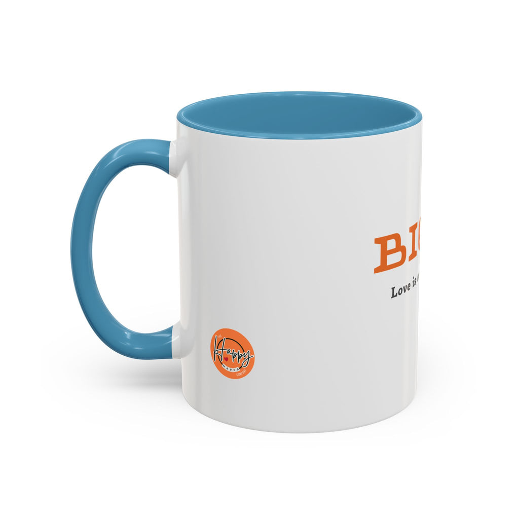 BIQEL Accent Coffee Mug – "Love is our superpower" Inspirational Coffee Cup