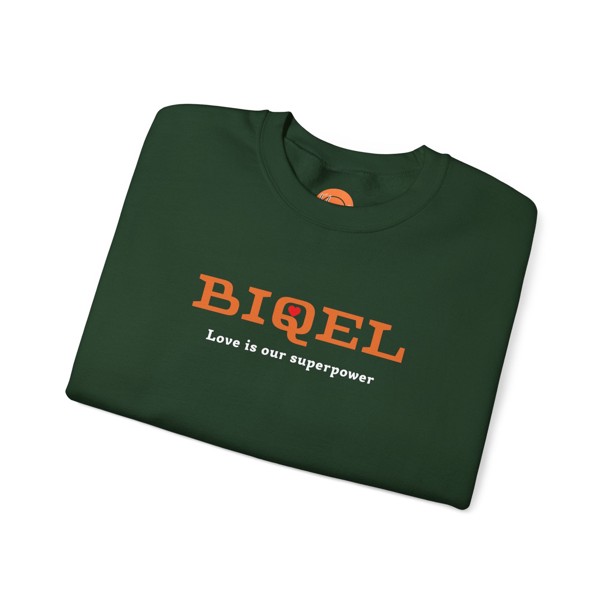 Crewneck Sweatshirt — BIQEL "Love is our superpower" Graphic