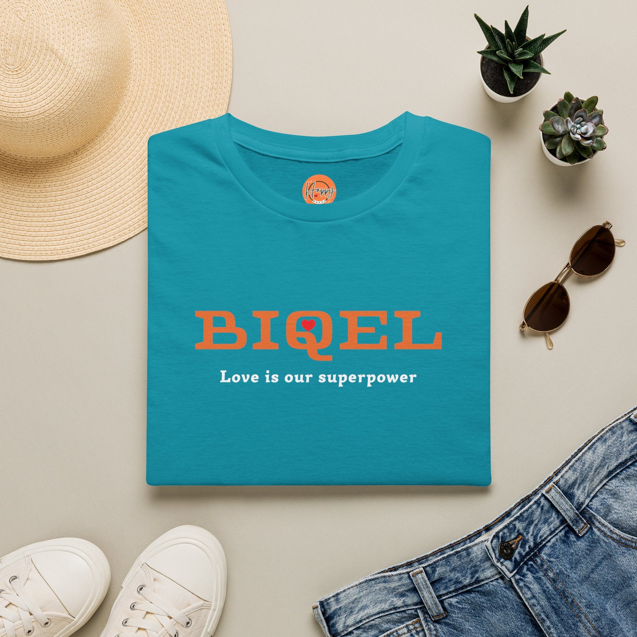 BIQEL LOve is our superpower T-Shirt — Minimal Retro Graphic Tee