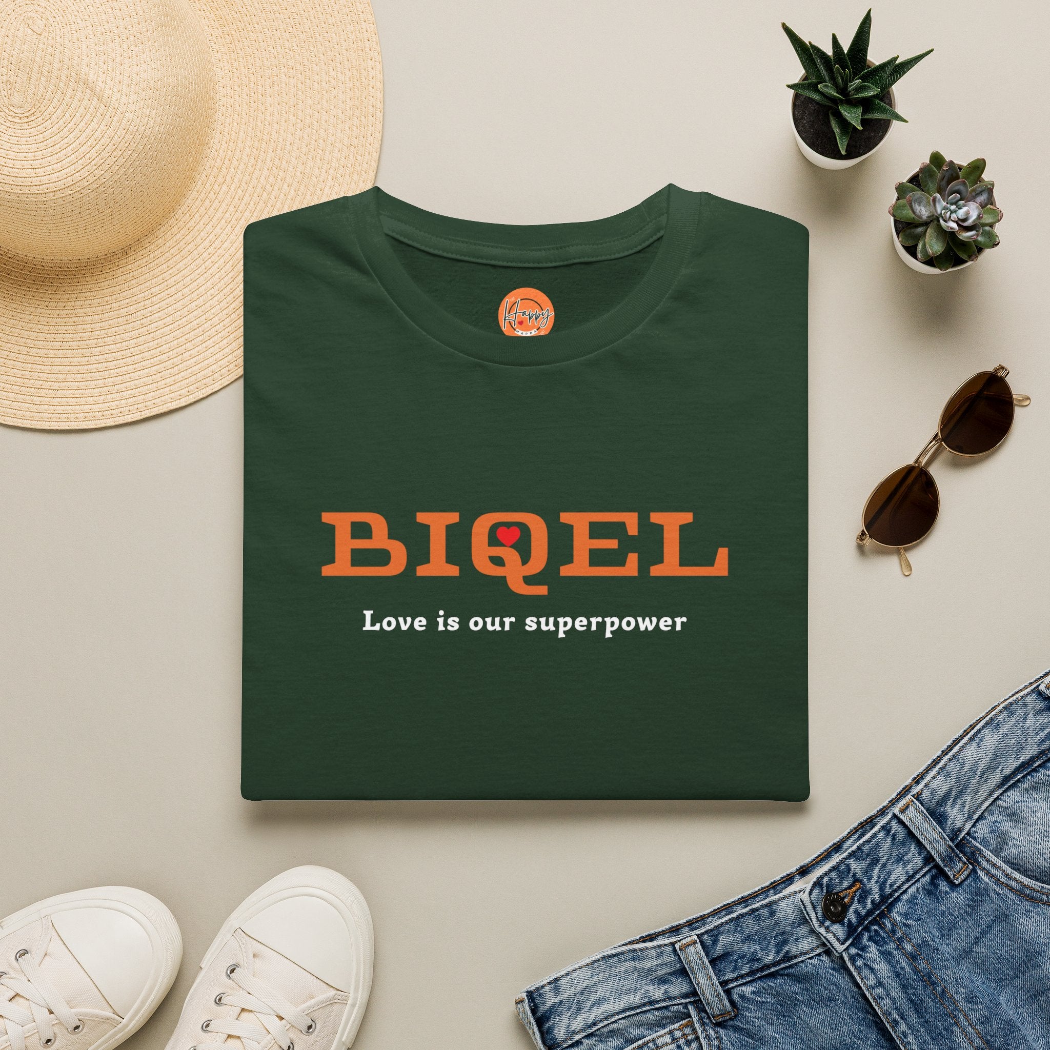 BIQEL LOve is our superpower T-Shirt — Minimal Retro Graphic Tee