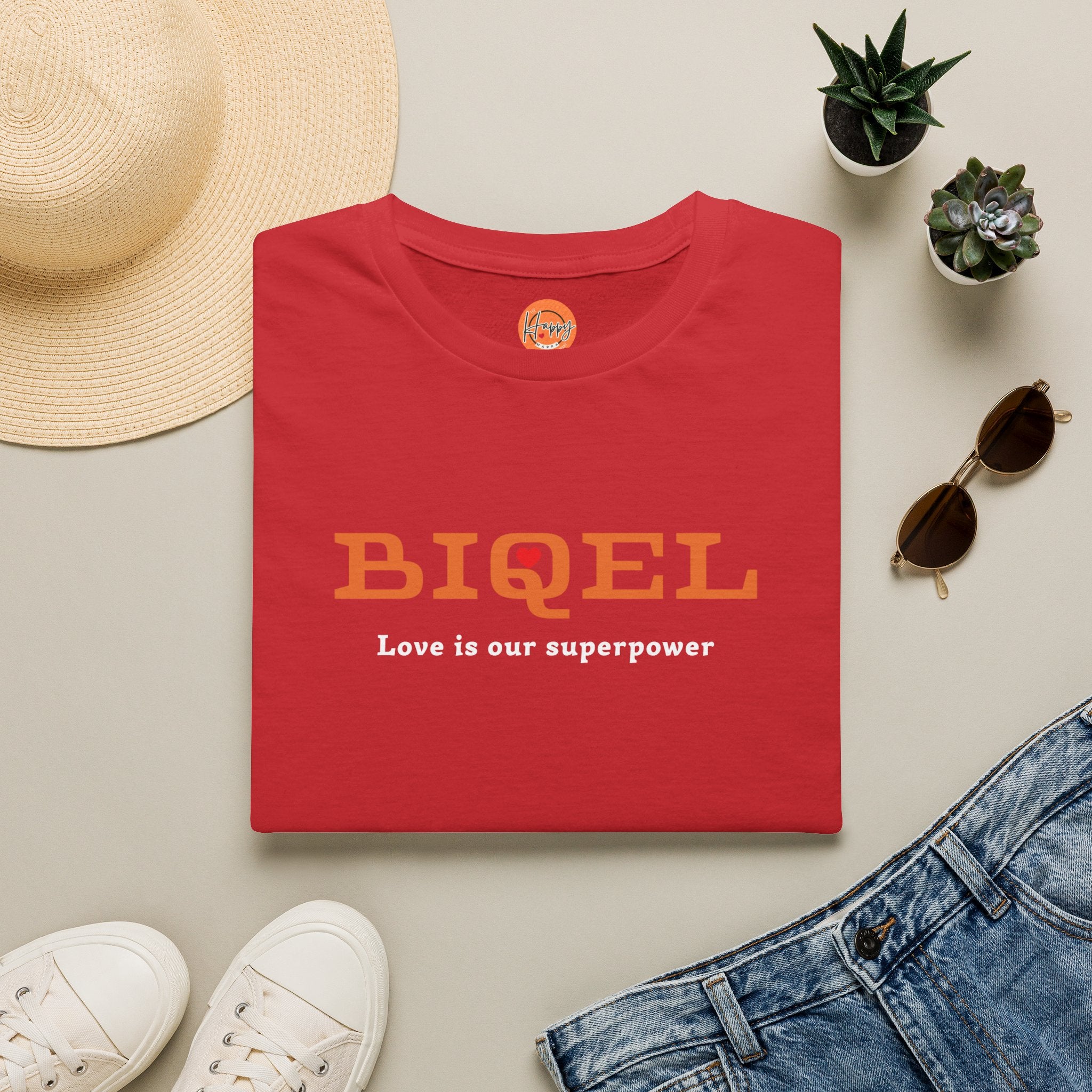 BIQEL LOve is our superpower T-Shirt — Minimal Retro Graphic Tee