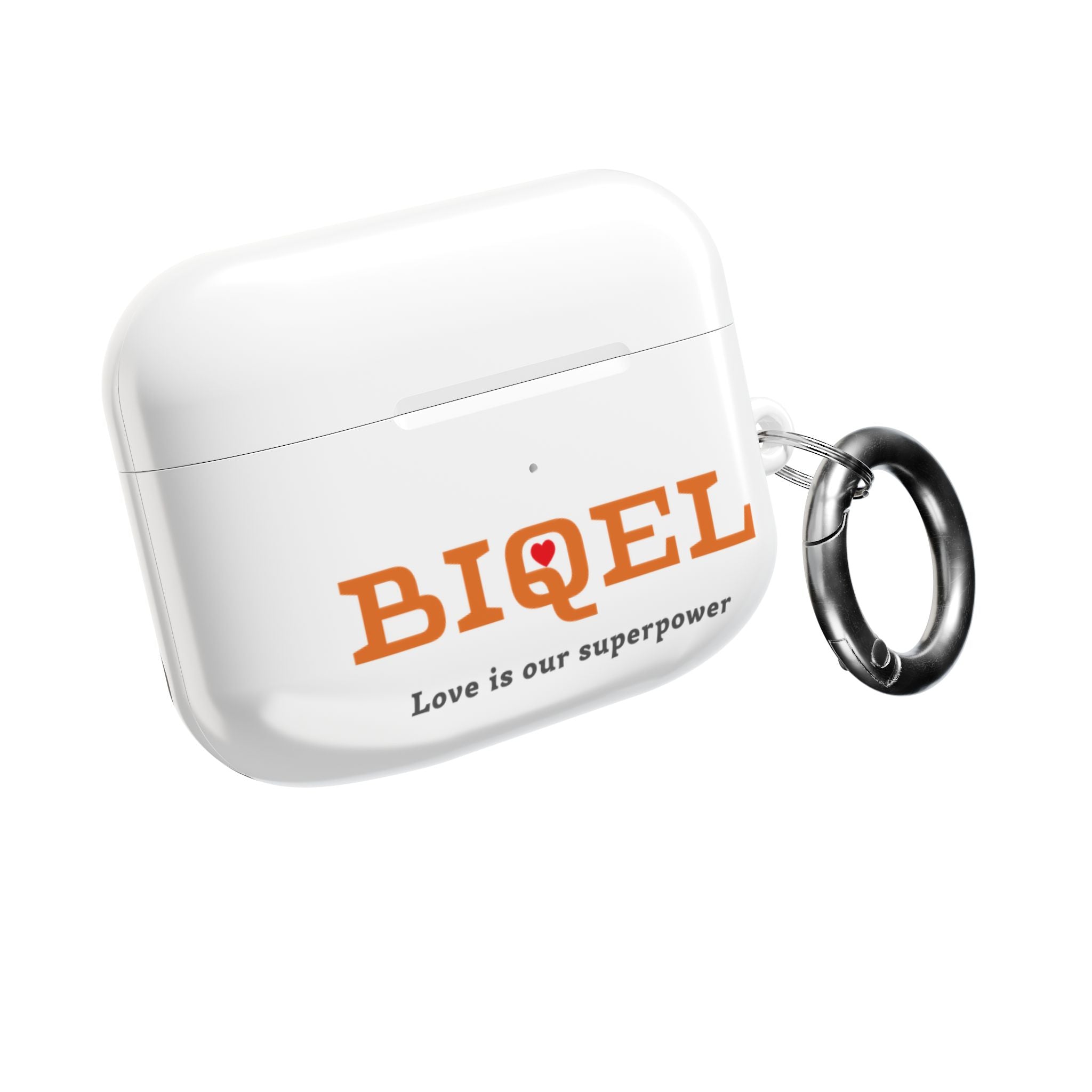 AirPod Case — Biquel Logo "Love is our superpower" — Cute Protective Wireless Earbud Cover