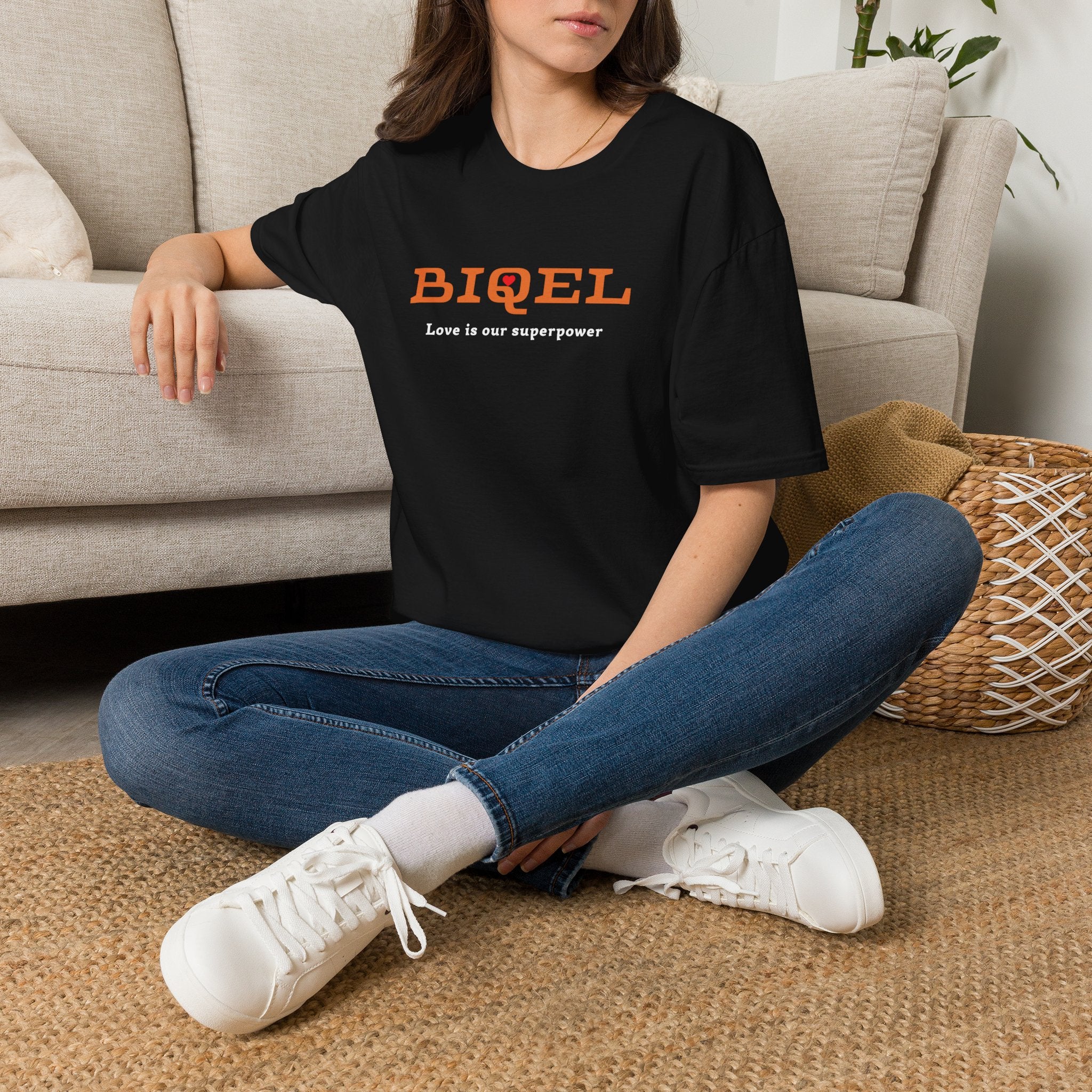 BIQEL LOve is our superpower T-Shirt — Minimal Retro Graphic Tee