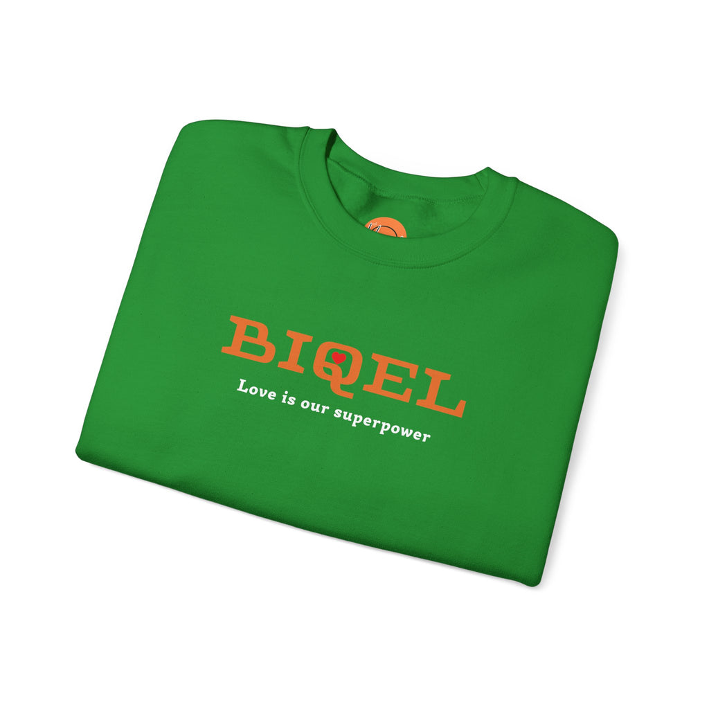 Crewneck Sweatshirt — BIQEL "Love is our superpower" Graphic