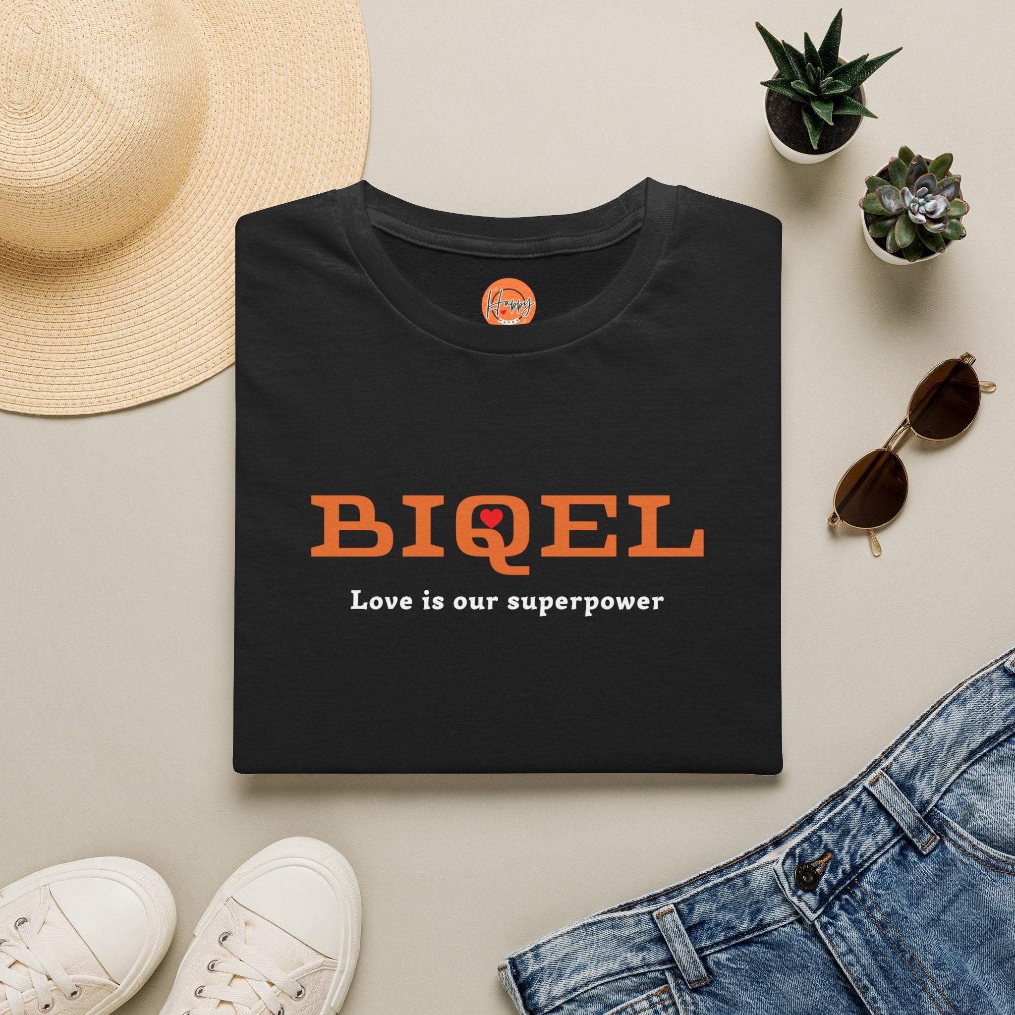 BIQEL LOve is our superpower T-Shirt — Minimal Retro Graphic Tee
