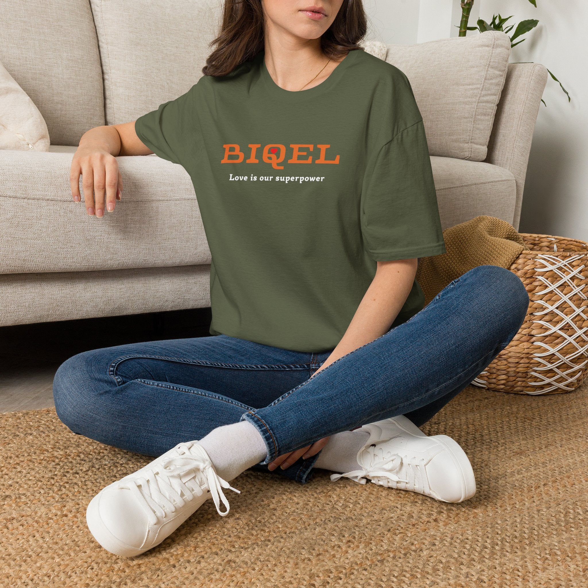 BIQEL LOve is our superpower T-Shirt — Minimal Retro Graphic Tee