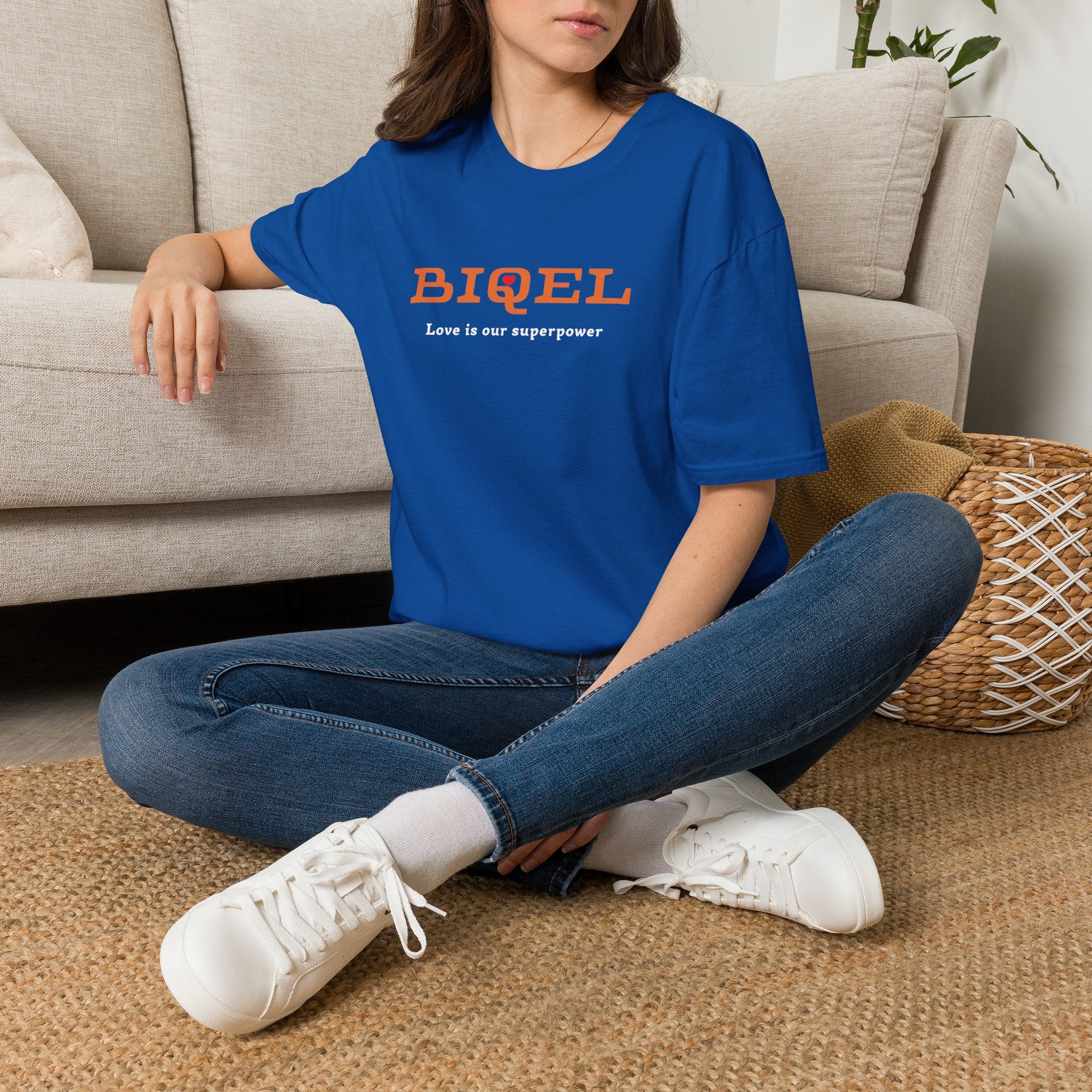 BIQEL LOve is our superpower T-Shirt — Minimal Retro Graphic Tee
