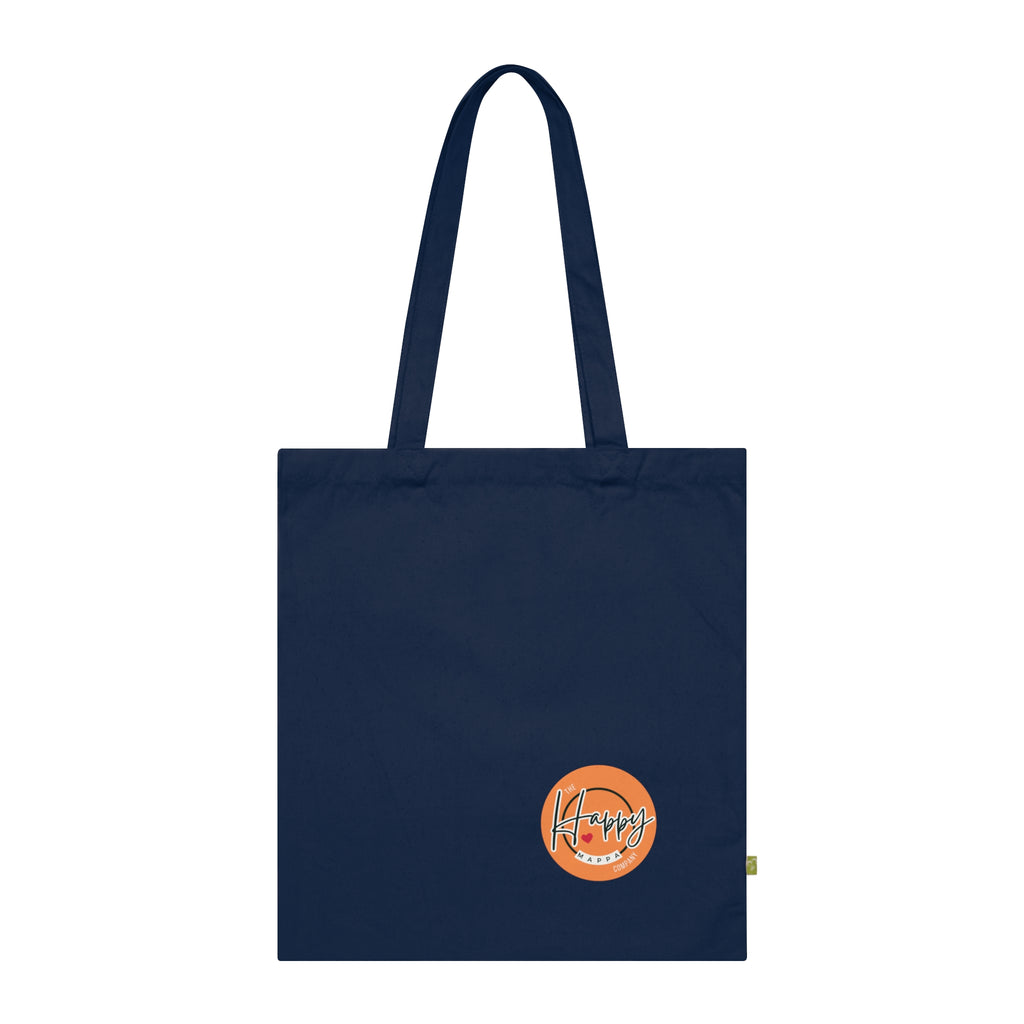 BIQEL Organic Cotton Tote Bag — "Love is Our Superpower" Navy Reusable Market Bag