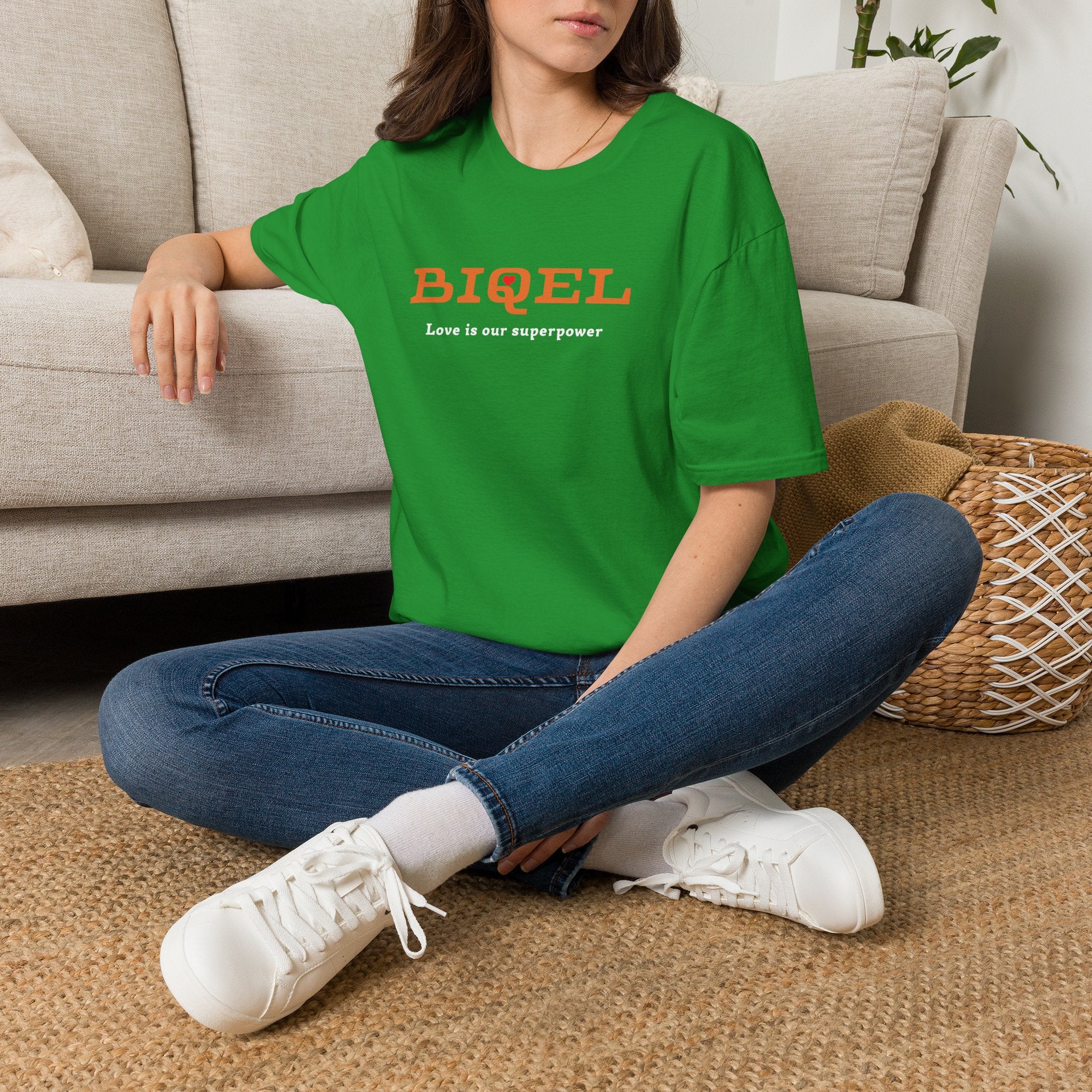 BIQEL LOve is our superpower T-Shirt — Minimal Retro Graphic Tee