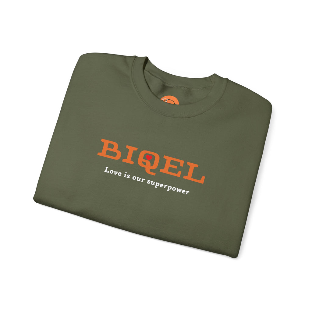 Crewneck Sweatshirt — BIQEL "Love is our superpower" Graphic