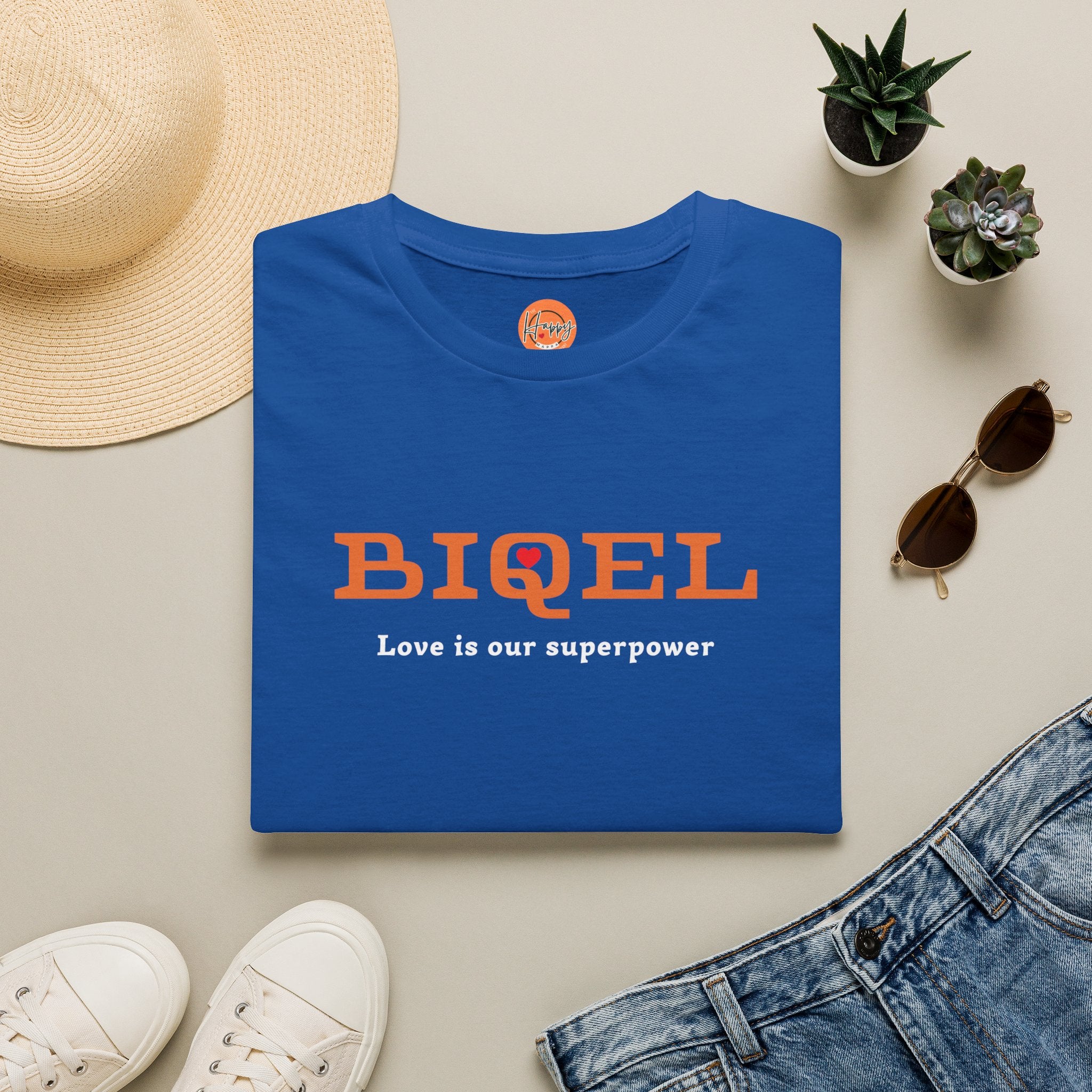 BIQEL LOve is our superpower T-Shirt — Minimal Retro Graphic Tee