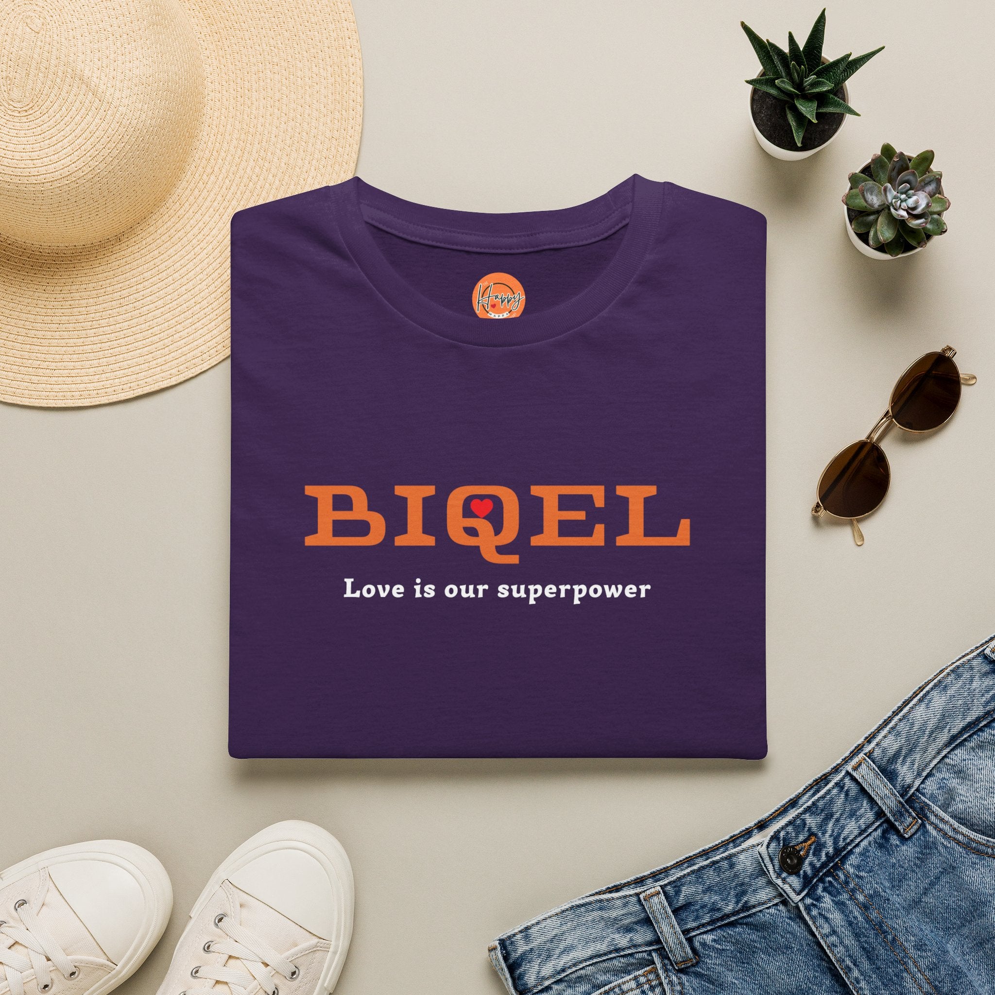 BIQEL LOve is our superpower T-Shirt — Minimal Retro Graphic Tee