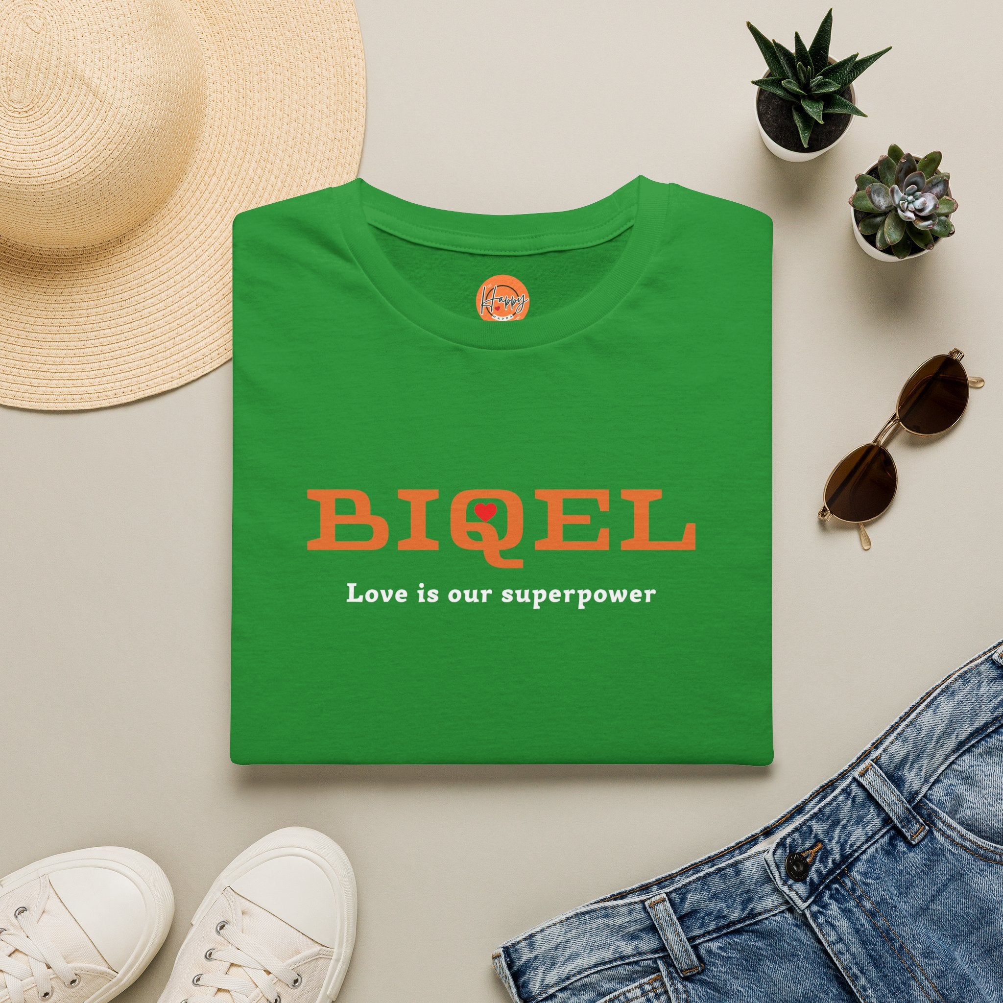 BIQEL LOve is our superpower T-Shirt — Minimal Retro Graphic Tee