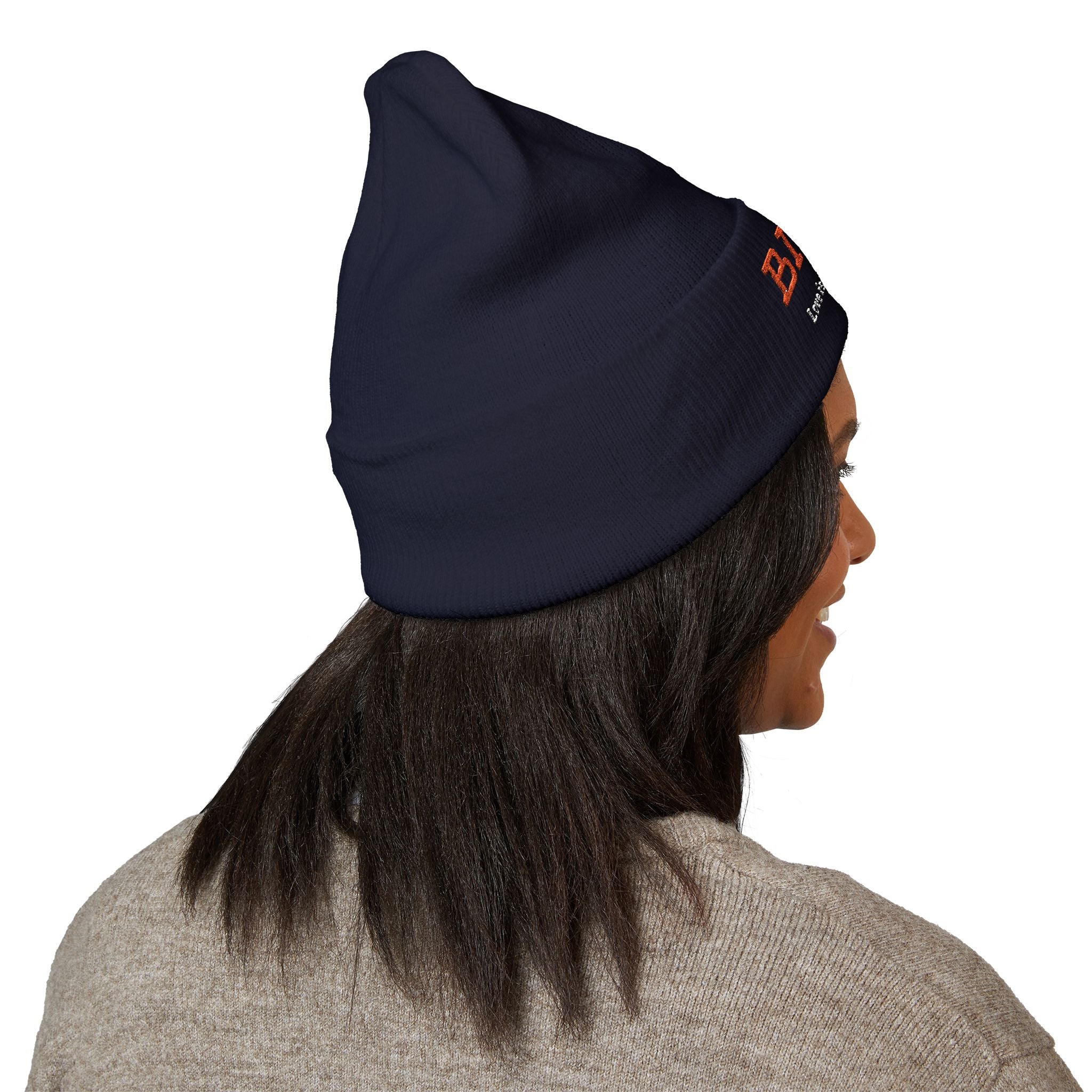 Embroidered 'BIQEL' Love is our superpower Classic Cuffed Beanie – Yellow Cozy Knit Hat